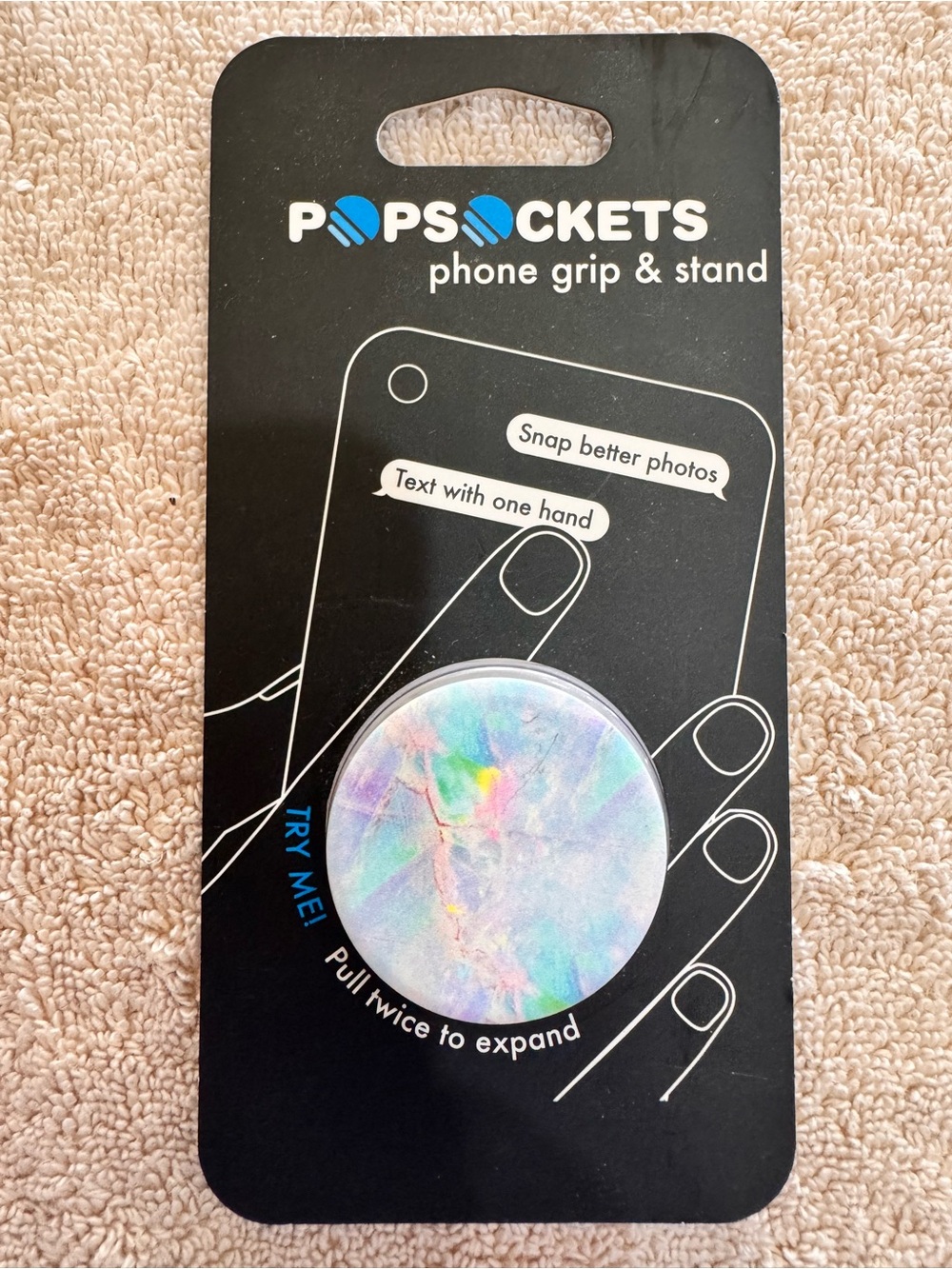 PopSockets Phone Grip & Stand - Iridescent Marble White Multi